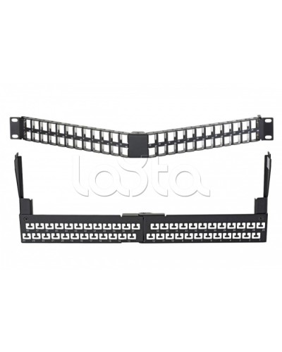 Коммутационная угловая панель 19” наборная, FTP, 1U, 48 портов, черный Eurolan (27A-00-48-01BL) в Рыбинске Патч панель Pintop.ru