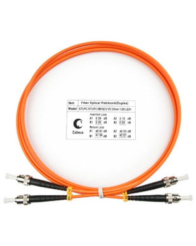 Шнур оптический duplex ST-ST 62,5/125 mm 1,5м LSZH Cabeus FOP-62-ST-ST-1,5m в Рыбинске Патч-корды оптические Pintop.ru