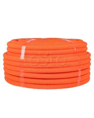 Труба гофр. ПНД тяжелая с протяжкой d25 мм (50 м) оранжевая EKF-Plast (tpnd-25-to) в Рыбинске Труба гофрированная Pintop.ru